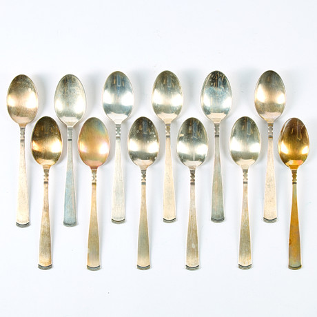 SKEDAR. Silver, "Rosenholm", 12 st. på auktion hos Uppsala Auktionskammare
