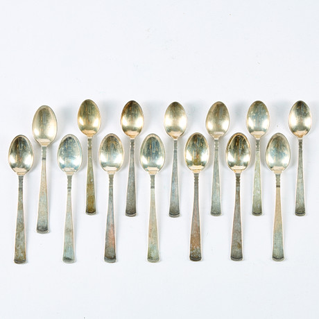 KAFFE/-TESKEDAR. Silver, "Rosenholm", 14 st. på auktion hos Uppsala Auktionskammare