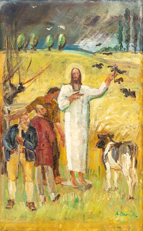ANDERS OLSON (1880-1955). Uppenbarelse, olja på pannå, signerad och daterads 1946. på auktion hos Garpenhus Auktioner