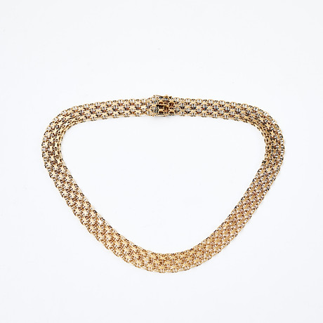COLLIER, 18 k guld, x-länk med stav, Nils-Olofs Guldsmedja N G Bergqvist, Stockholm, 1961. på auktion hos Stockholms Auktionsverk Sickla