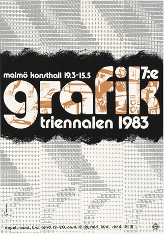 KNUT GRANE. utställningsafisch, "Grafiktriennalen 1983", Malmö Konsthall. på auktion hos Karljohan Auktioner