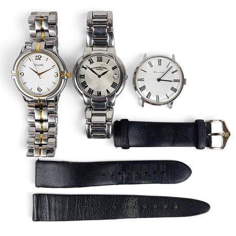 ARMBANDSUR, 3 st, Raymond Weil, modell Jasmine, Bulova, stål, quartz, manuell. på auktion hos Roslagens Auktionsverk