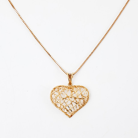 HALSBAND med HÄNGE, 18 k guld, venetiansk länk, hänge i form av hjärta, kedja stämplad GHA samt italienska stä på auktion hos Stockholms Auktionsverk Sickla