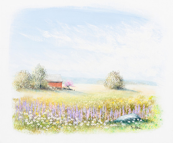 MATS HÅDELL (1958-2021). Sommaräng med hus, olja på duk, signerad. på auktion hos Auktionshuset Kolonn