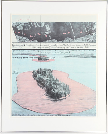 CHRISTO & JEANNE CLAUDE. Tryck, "Surrounded Islands (Project for Niscayne Bay). på auktion hos Auktionsverket Engelholm