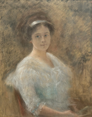 PIERRE CARRIER-BELLEUSE. pastell på papper, porträtt av en ung dam, signerad. på auktion hos Gomér & Andersson Linköping
