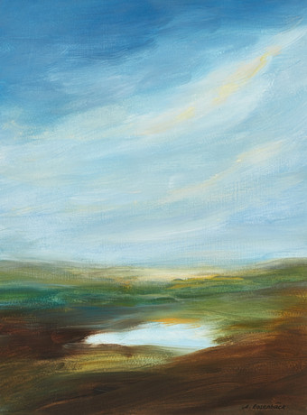 ANNA ROSENBÄCK. Landskap med blå himmel, signerad A. Rosenbäck, olja på papper. på auktion hos Crafoord Auktioner Stockholm