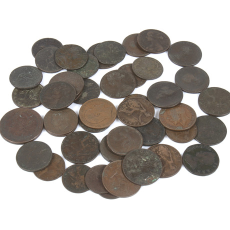 KOPPARMYNT, 47 st, England, 1700-1900-tal. på auktion hos Stadsauktion Sundsvall