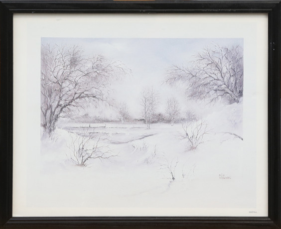 REPRODUKTIONSTRYCK "Snöfall" efter Stefan Windahl. på auktion hos Kalmar Auktionsverk