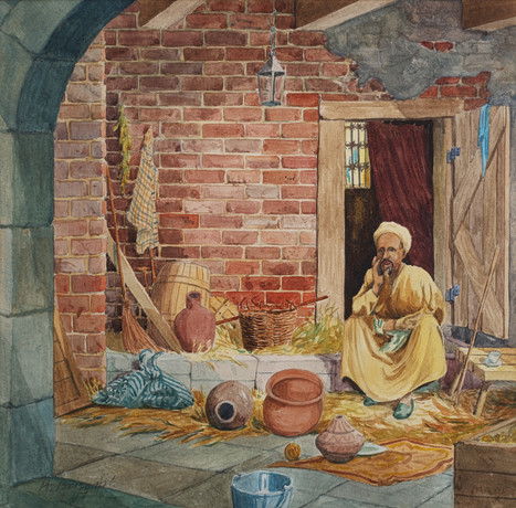 KARL HJALMAR BERGQUIST, (1894-1972), ORIENTALISK MAN, akvarell, signerad. på auktion hos Crafoord Auktioner Lund