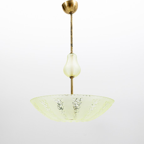 TAKLAMPA, metall och glas, 1930/40-tal. på auktion hos Auktionshuset Kolonn