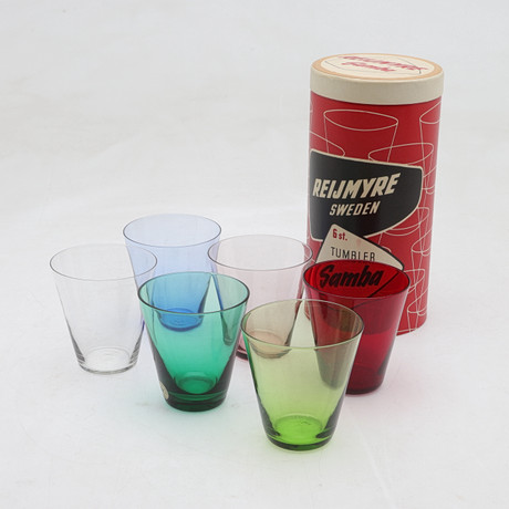 SELTERGLAS, 6 st, "Samba", Reijmyre Glasbruk, 1950-/60-tal. på auktion hos Gomér & Andersson Norrköping