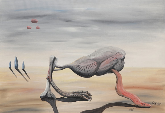 CHRISTER PETTERSSON. Olja på duk, surrealistiskt motiv, signerad CPX och daterad 95. på auktion hos Ekenbergs Auktioner