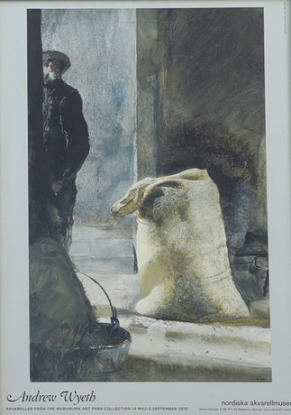 ANDREW WYETH. Utställningsaffisch, offsettryck, Nordiska Akvarellmuseet, 2010. på auktion hos Ekenbergs Auktioner
