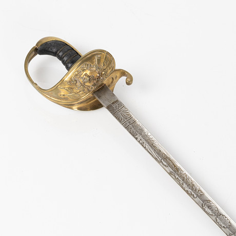 SABEL, m/1878, för flottan/underofficer, balja av läder, Sverige. på auktion hos Stockholms Auktionsverk Helsingborg