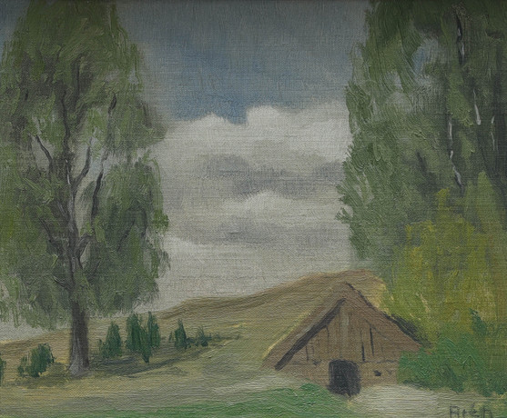 OLOF ARÉN. olja på pannå, signerad Arén. på auktion hos Auktionsmagasinet Vänersborg