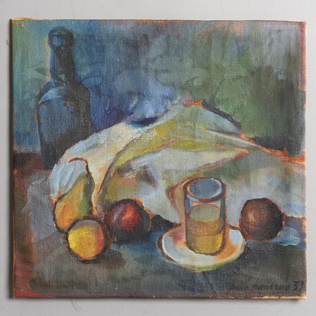 AIMO KANERVA (1909-1991). Olja på duk, stilleben, Finland, signerad och daterad -33. på auktion hos Örebro Stadsauktioner