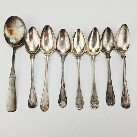 PARTI SKEDAR, silver, 8 st, 1800-1900-tal, vikt ca. 147 gram. på auktion hos Auktionshuset Thörner & Ek