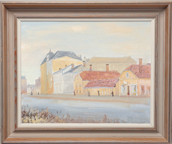 GUSTAV FOGELBERG. Olja på duk, "Kanalgatan", Jönköpingsmotiv, signerad. på auktion hos Gomér & Andersson Jönköping