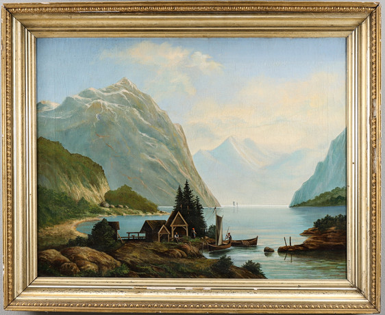 NORSK KONSTNÄR, norskt fjordlandskap, otydligt signerad, 1800/1900-tal. på auktion hos Karlstad Hammarö Auktionsverk