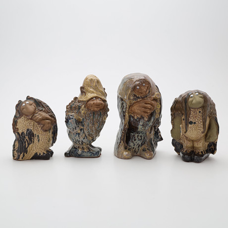 CHRISTINA PRÆSTGAARD. figuriner, 4 delar, Rosa Ljungs samlarserie "John Bauer Troll", med originalkartonger, R på auktion hos Auktionsmagasinet Vänersborg