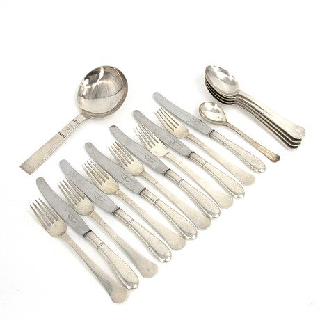 BESTICK, 20 delar, nysilver, 1900-tal. på auktion hos Höganäs Auktionsverk