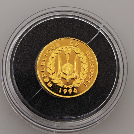 MYNT, guld, 250 DIF, Djibouti, 1996. på auktion hos Växjö Auktionskammare