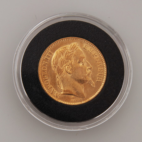 MYNT, guld, 20 Fr, Frankrike, 1868. på auktion hos Växjö Auktionskammare