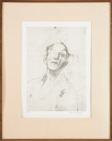 OLLE SKAGERFORS. Självporträtt, grafiskt blad, 52/200, signerad. på auktion hos Stockholms Auktionsverk Sickla