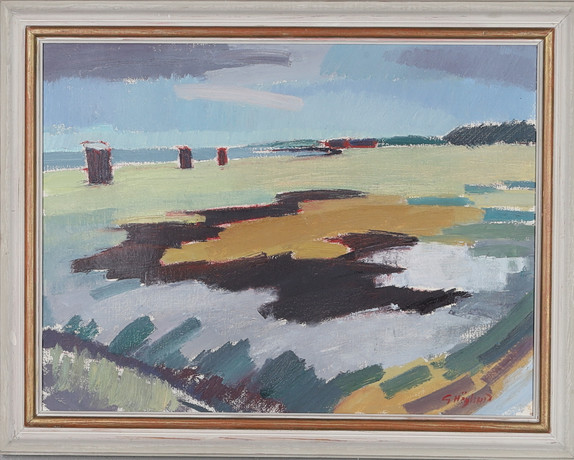 GUSTAF HÖGLUND (1910-1994). Olja på duk, " Mot havet", Vejby strand, signerad, daterad -56. på auktion hos Gomér & Andersson Norrköping