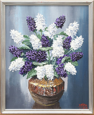 OIDENTIFIERAD KONSTNÄR. OLJA, på duk, blommotiv, signerad, 1989. på auktion hos Kalmar Auktionsverk