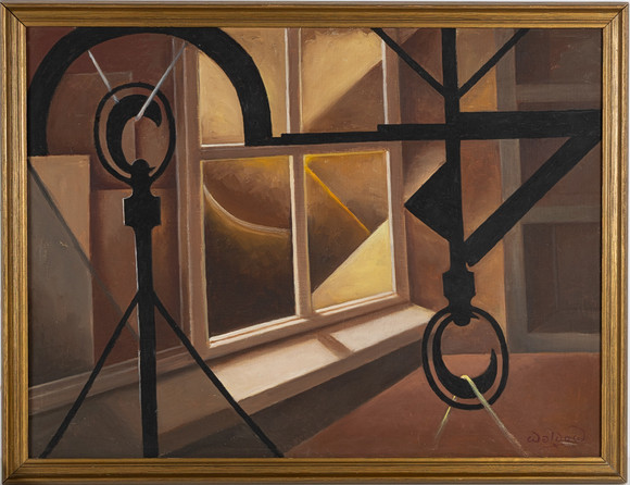 HARRY WALDOW (USA/SVERIGE, 1887-1969). Surrealistiskt motiv, olja på duk, signerad Waldow. på auktion hos Stockholms Auktionsverk Helsingborg