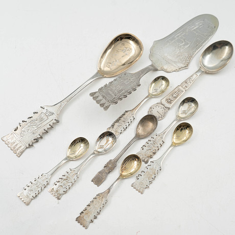 SAMLING BESTICK, Silver, 10 delar, 1900-tal. på auktion hos Norrlands Auktionsverk