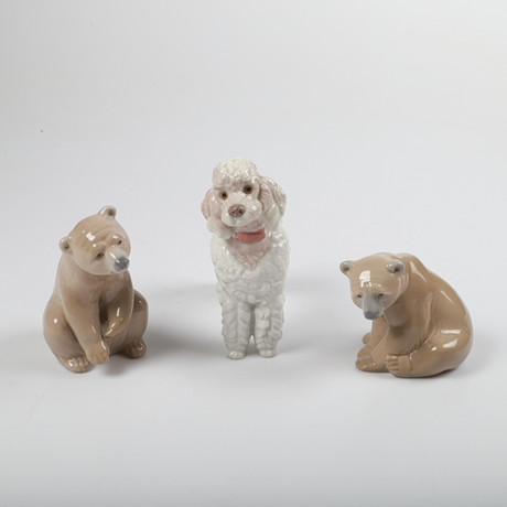FIGURINER, 3 stycken, porslin, Lladro, Spanien. på auktion hos Helsingborgs Auktionskammare