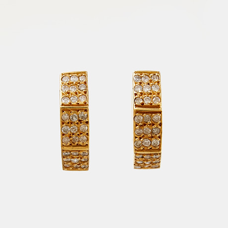 ÖRHÄNGEN, 1 par, creoler, 18 k guld, 72 briljantslipade diamanter, totalt ca 0,72 ct, oktagonala. på auktion hos Stockholms Auktionsverk Sickla