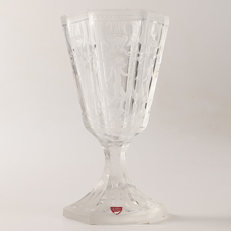 SIMON GATE. Pokal, "Sex Gracer", glas, Orrefors, signerad. på auktion hos Helsingborgs Auktionskammare