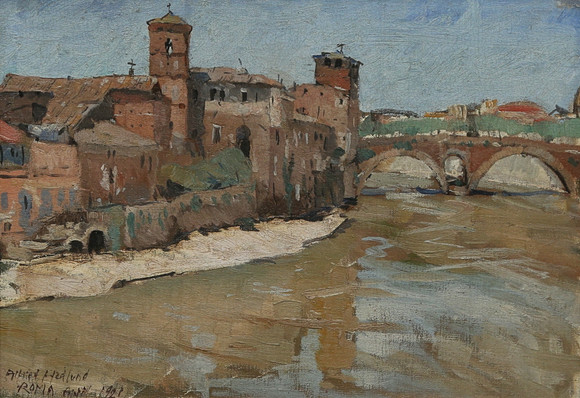ALFRED HEDLUND. olja på pannå, Roma, signerad och daterad 1921. på auktion hos Gomér & Andersson Linköping