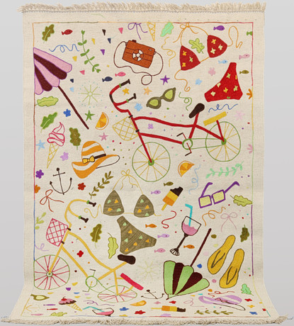 ORIENTMATTA, kelim, handvävd, figural, handbroderat mönster, ull på ullvarp, ca 184x121 cm. på auktion hos Skandia Auktion