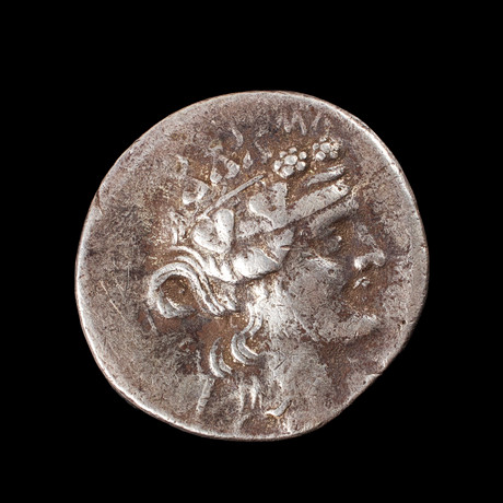 SILVERMYNT, trakiskt, tetradrakma ca 148-80 f Kr, åtsidan med Dionysos i profil, frånsidan med Herkules med kl på auktion hos Stockholms Auktionsverk Sickla