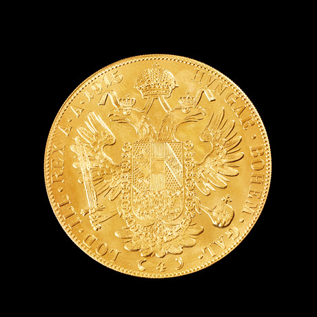 GULDMYNT, Frans-Josef I, Österrike-Ungern, 1915, 4 dukater, 23 k. på auktion hos Stockholms Auktionsverk Sickla