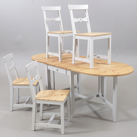 MATSALSMÖBEL, 5 delar, furu, "Gamleby", Ikea, 1900/2000-tal. på auktion hos Växjö Auktionskammare