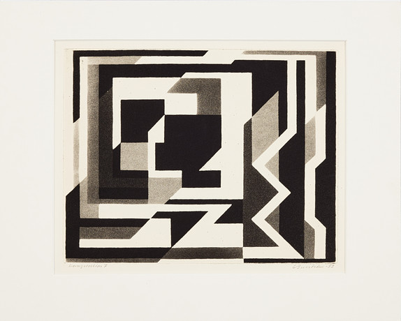 CURT BURSTRÖM. "Komposition 7", etsning, signerad, -53. på auktion hos Stockholms Auktionsverk Magasin 5