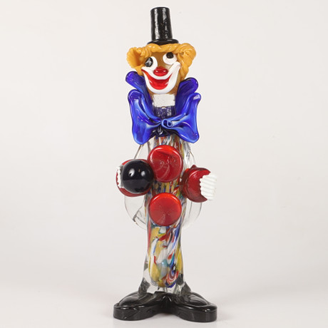 FIGURIN, clown, glas, 1900-talets senare del. på auktion hos Helsingborgs Auktionskammare
