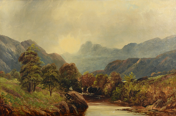 OIDENTIFIERAD KONSTNÄR. Landskapsmåleri, olja på duk, troligtvis 1892. på auktion hos Formstad Auktioner