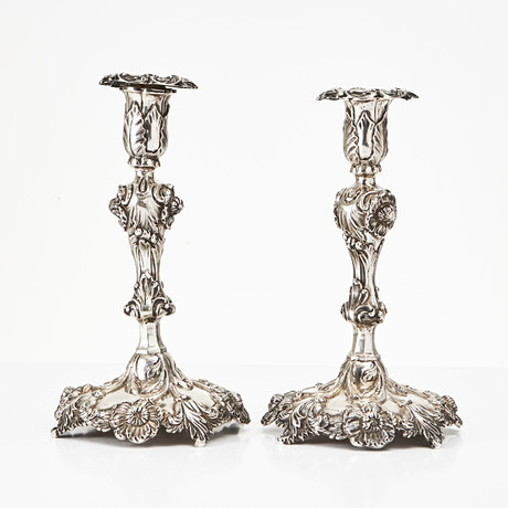 CHRISTIAN HAMMAR. Ljusstakar, 1 par, silver, 1800-talets första hälft, Stockholm. på auktion hos Stockholms Auktionsverk Magasin 5
