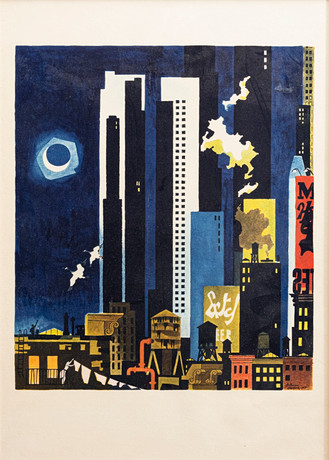 ADOLF HALLMAN (1893-1968). Skyskrapor, offsettryck, New york, signerad och daterad, Hallman, 1953. på auktion hos Auktionshuset Kolonn