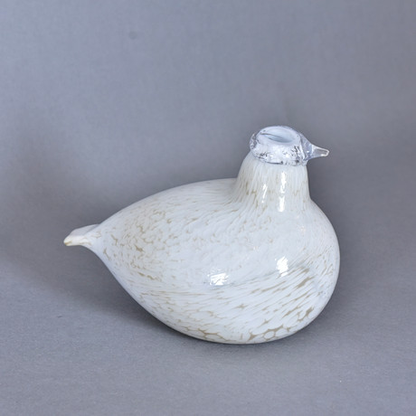OIVA TOIKKA. Bird, “Blue magpie”, glass, signed Nuutajärvi, label