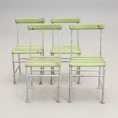 GUNNAR ASPLUND, TRÄDGÅRDSSTOLAR, 4 st, funkis. 1930-tal. på auktion hos Crafoord Auktioner Malmö
