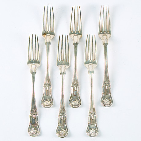 GAFFLAR. Silver, Anders Lundqvist(verksam 1816-1856), Stockholm, 1836. på auktion hos Uppsala Auktionskammare