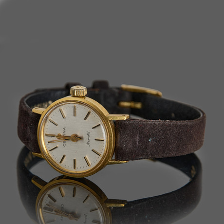 CERTINA, damarmbandsur, New Art, ur i 18k guld, etui medföljer. på auktion hos Crafoord Auktioner Stockholm